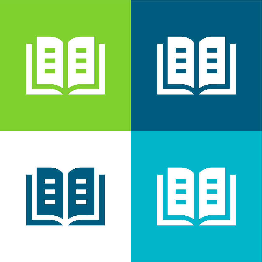 Book Flat négy szín minimális ikon készlet - Vektor, kép