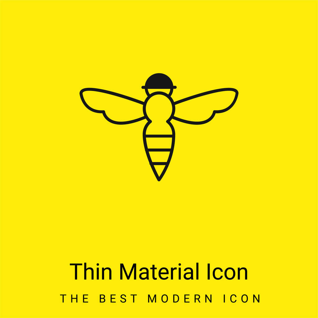 Bee With Sting Outline minimal bright yellow material icon - Vector, Image