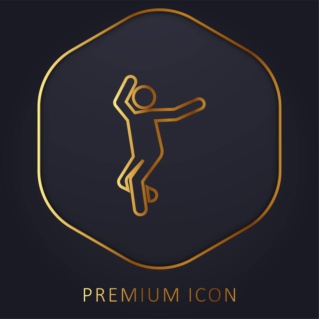 Breakdance golden line premium logo or icon - Vector, Image