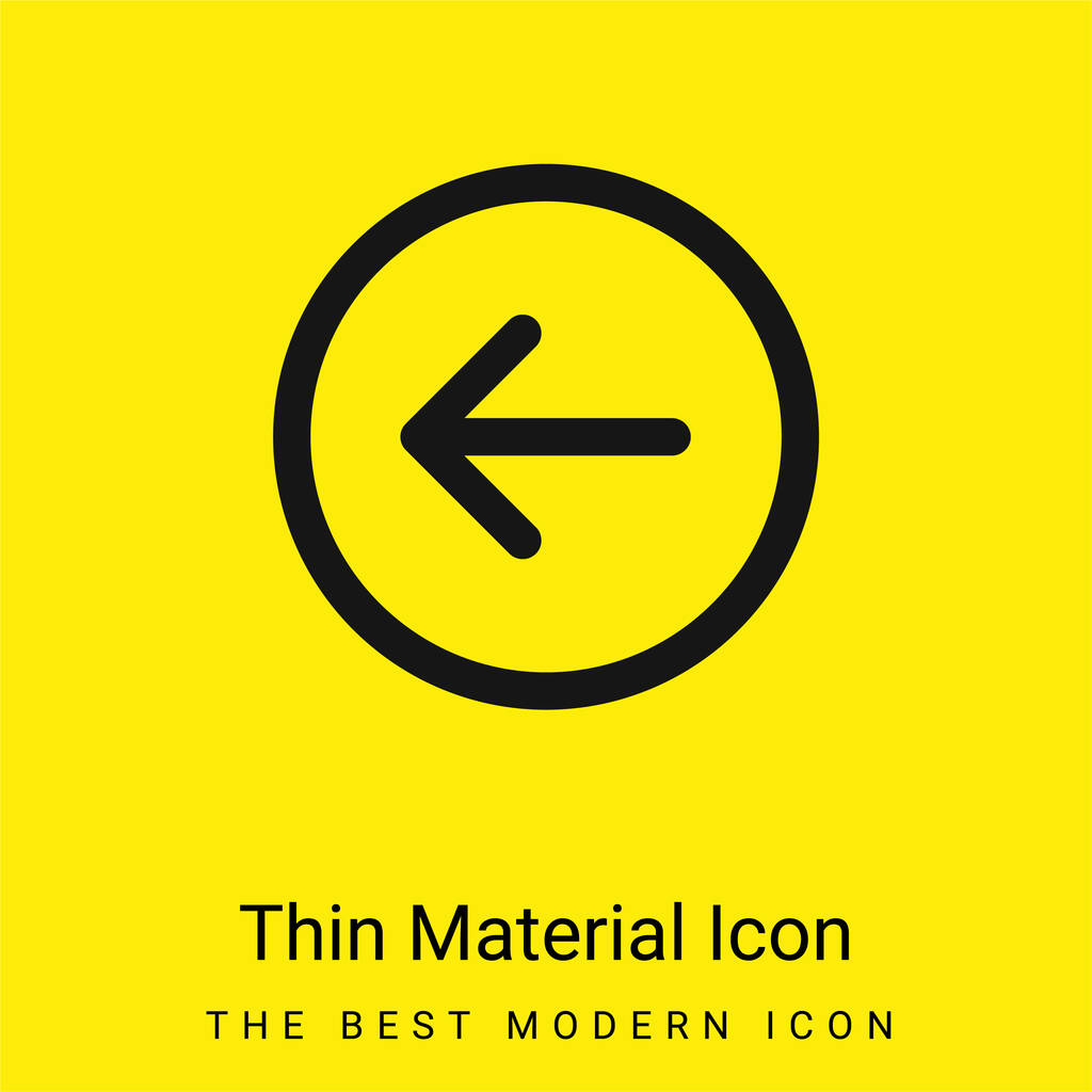 Bouton arrière icône matérielle jaune vif minimale - Vecteur, image