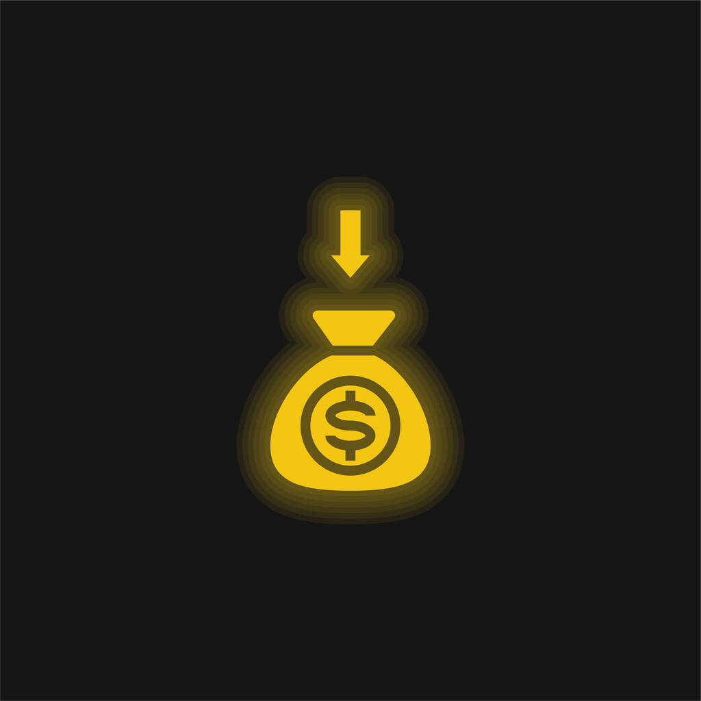 Flèches jaune brillant icône néon - Vecteur, image