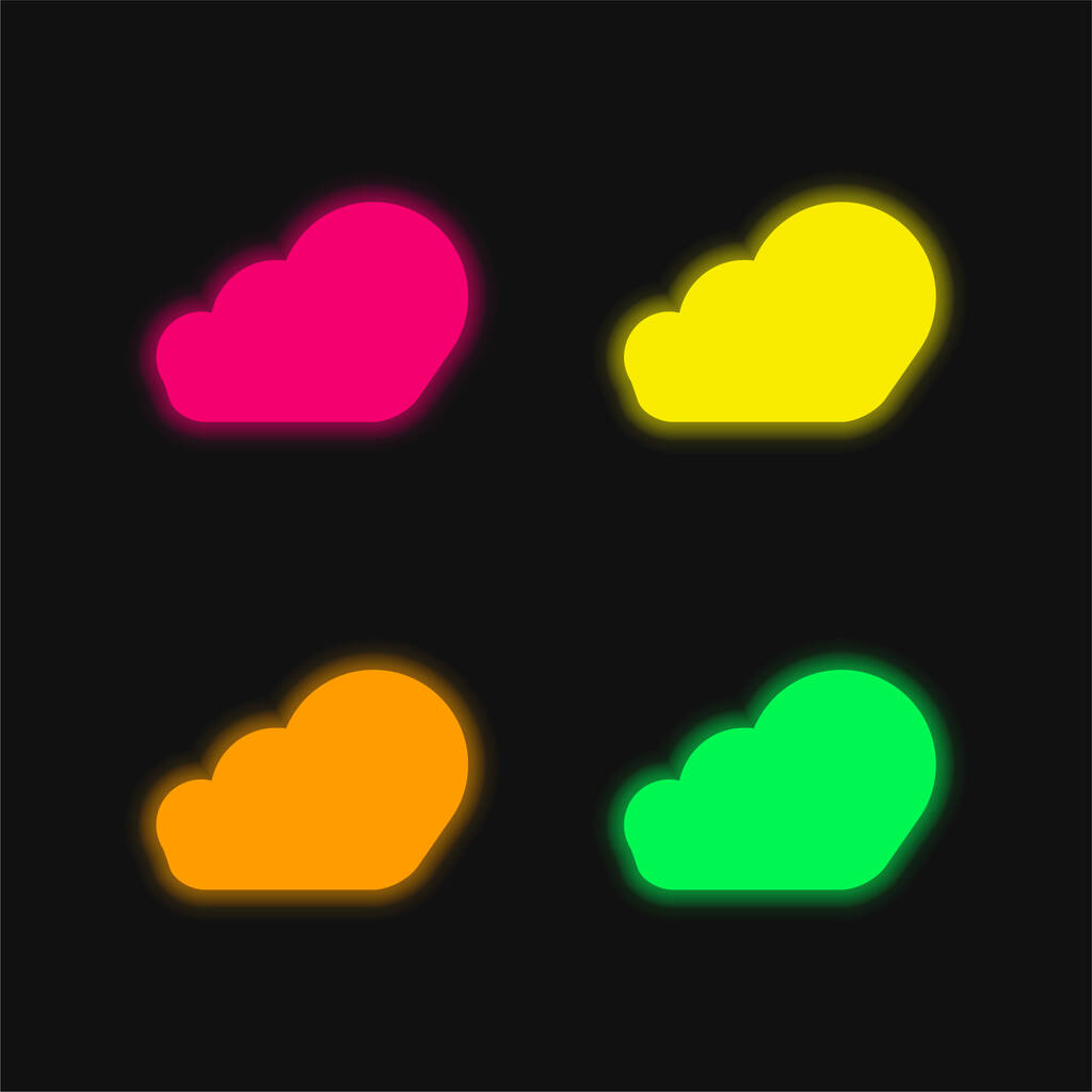 Felemelkedő felhő négy szín izzó neon vektor ikon - Vektor, kép