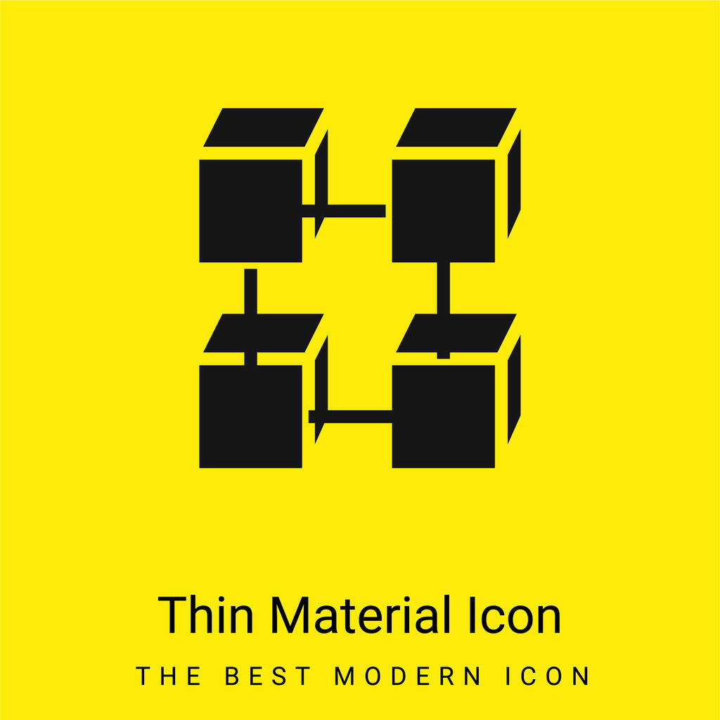 Ícone de material amarelo brilhante mínimo Blockchain - Vetor, Imagem