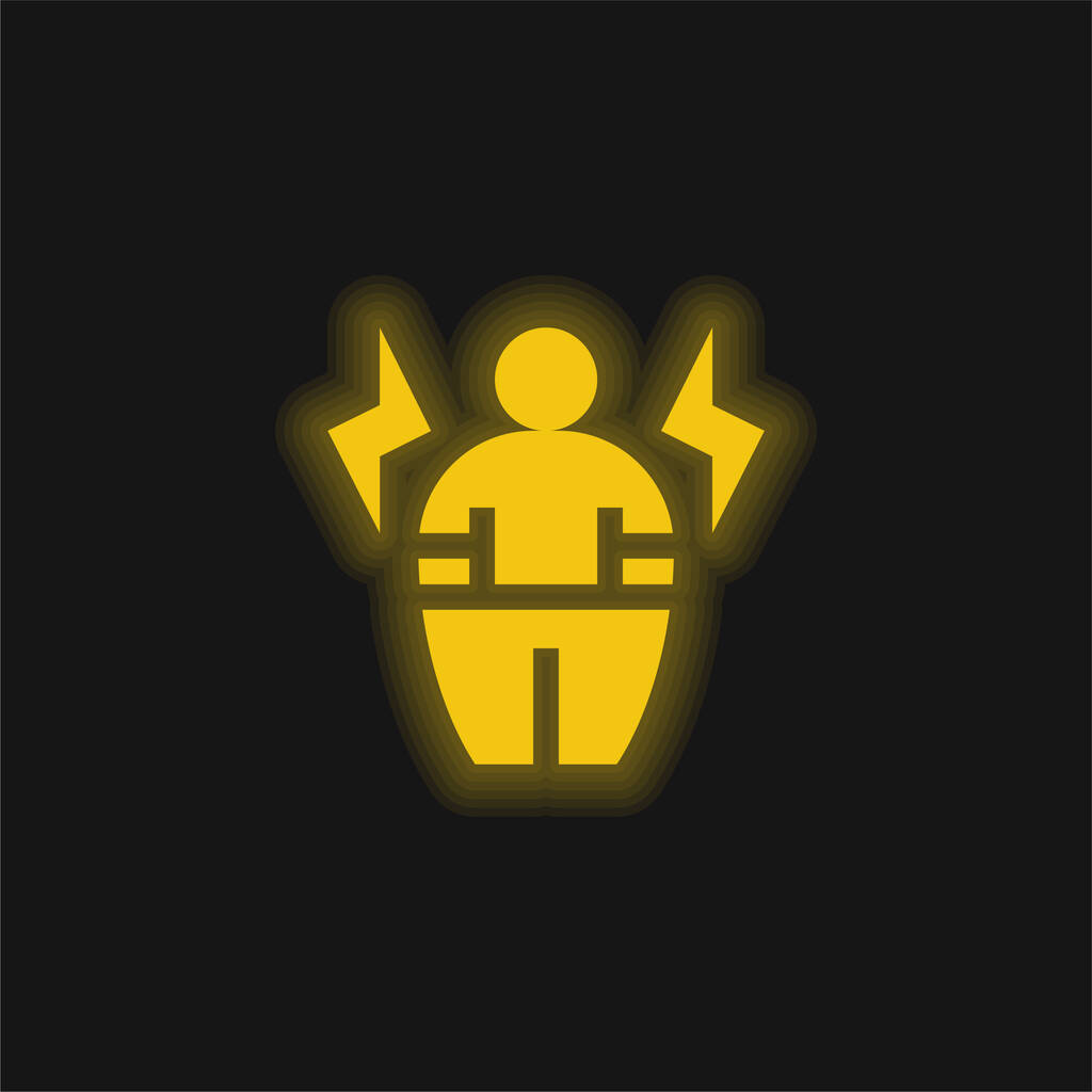 ボディ正の黄色の輝くネオンアイコン - ベクター画像