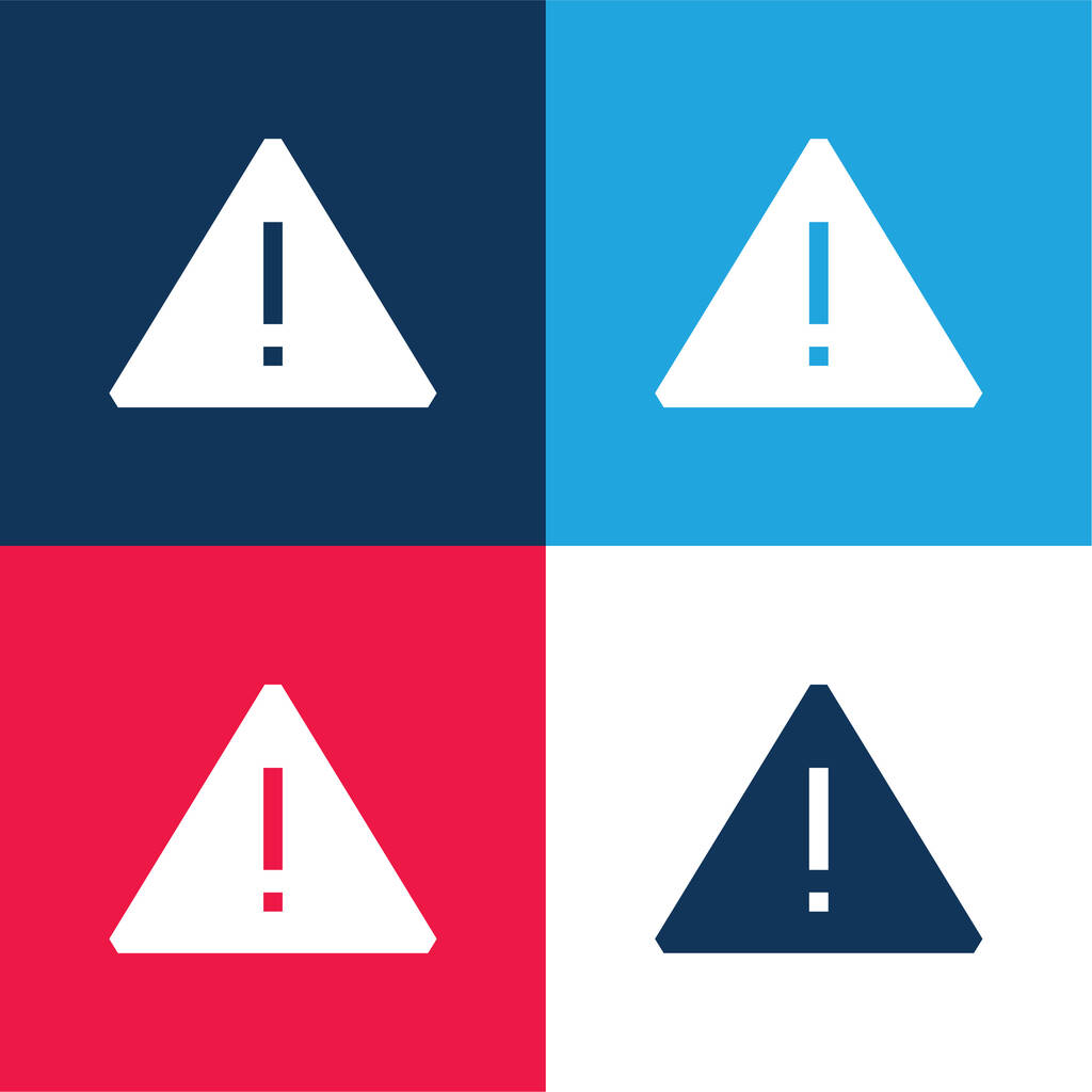 Attention bleu et rouge ensemble d'icônes minimes quatre couleurs - Vecteur, image