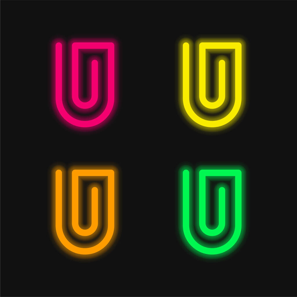 Attach four color glowing neon vector icon - Vector, Image