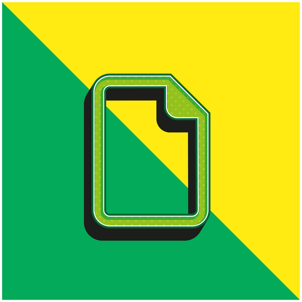Fichier vierge Logo d'icône vectorielle 3D moderne vert et jaune - Vecteur, image