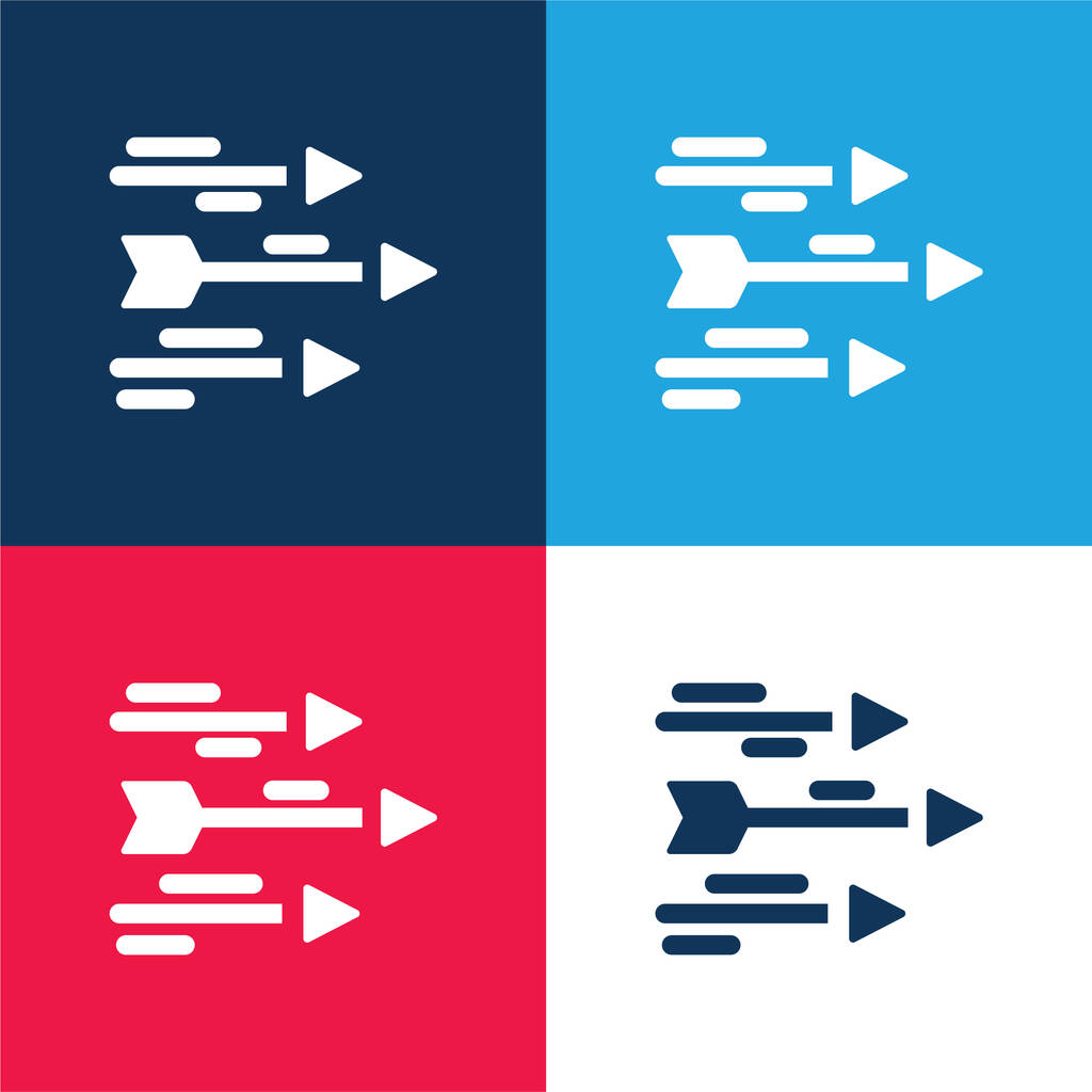 Стрелки синие и красные четыре цвета минимальный набор значков - Вектор,изображение