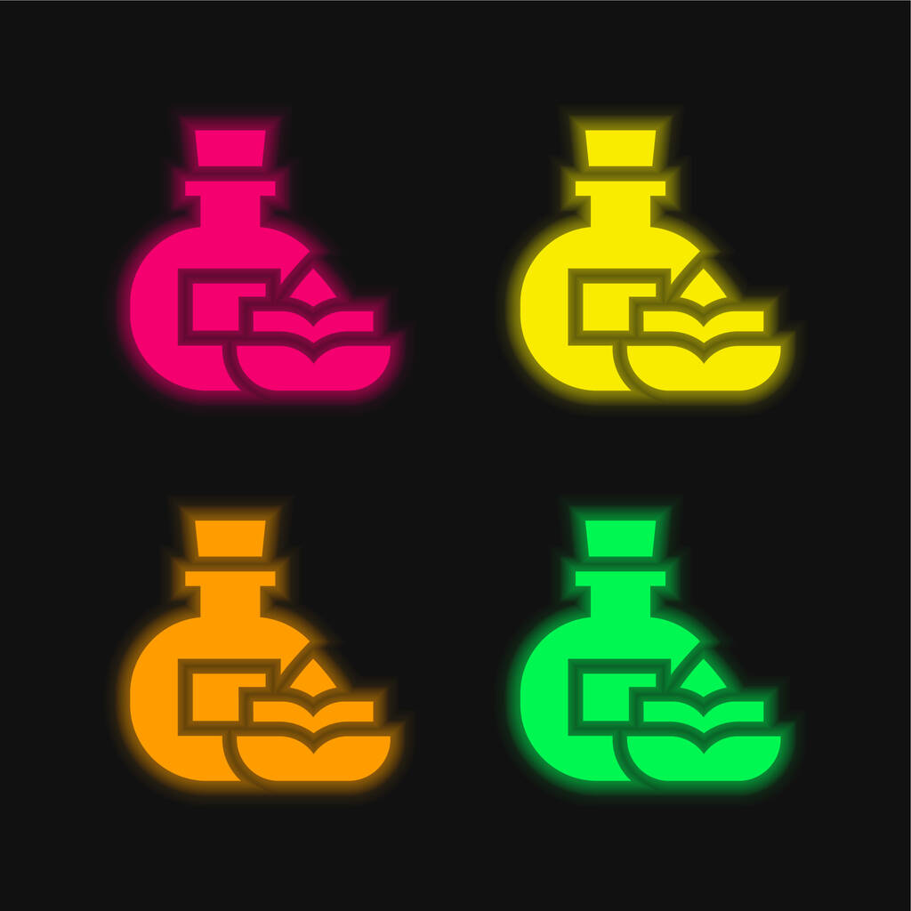 Aromaterapia quatro cores brilhante ícone vetor de néon - Vetor, Imagem