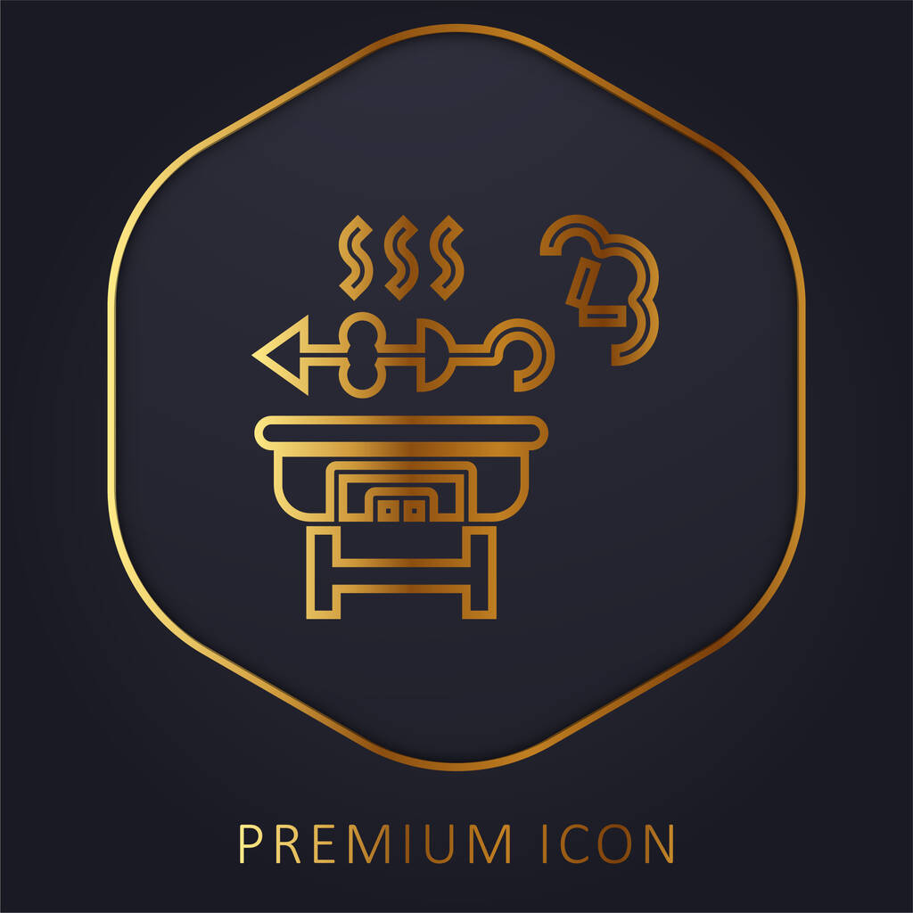 Złota linia Bbq logo premium lub ikona - Wektor, obraz