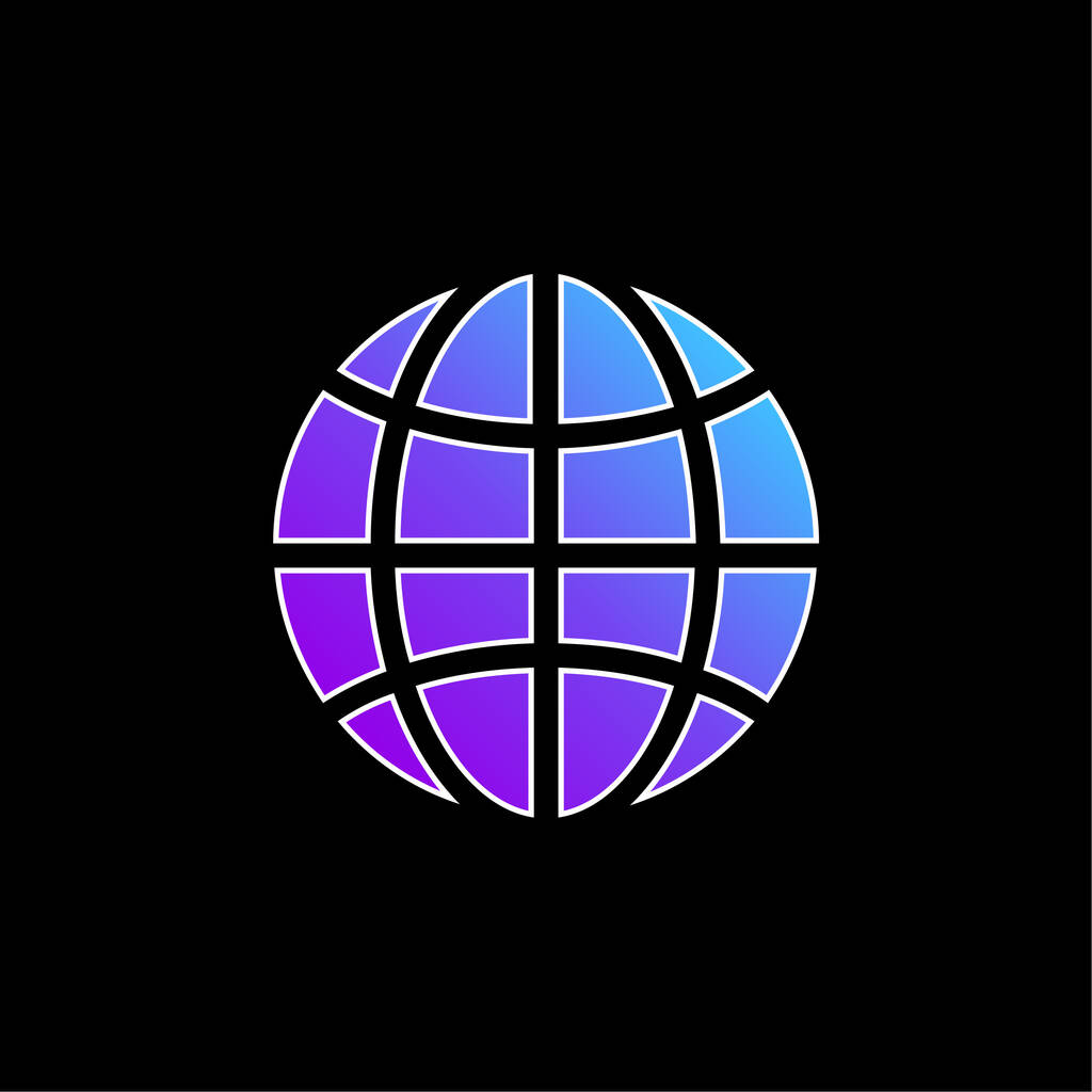 Black Earth Circle With Thin Grid blue gradient vector icon - Vector, Image
