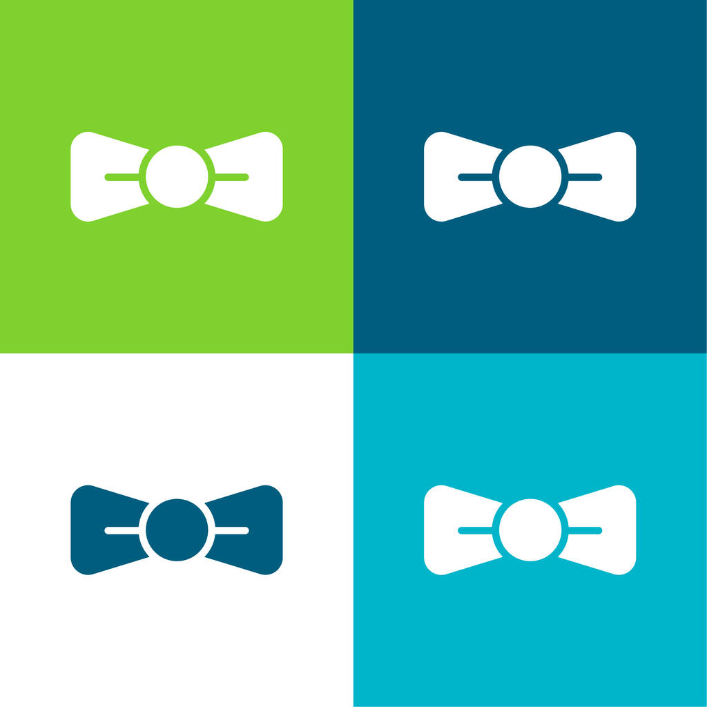 Bow Flat cztery kolory minimalny zestaw ikon - Wektor, obraz