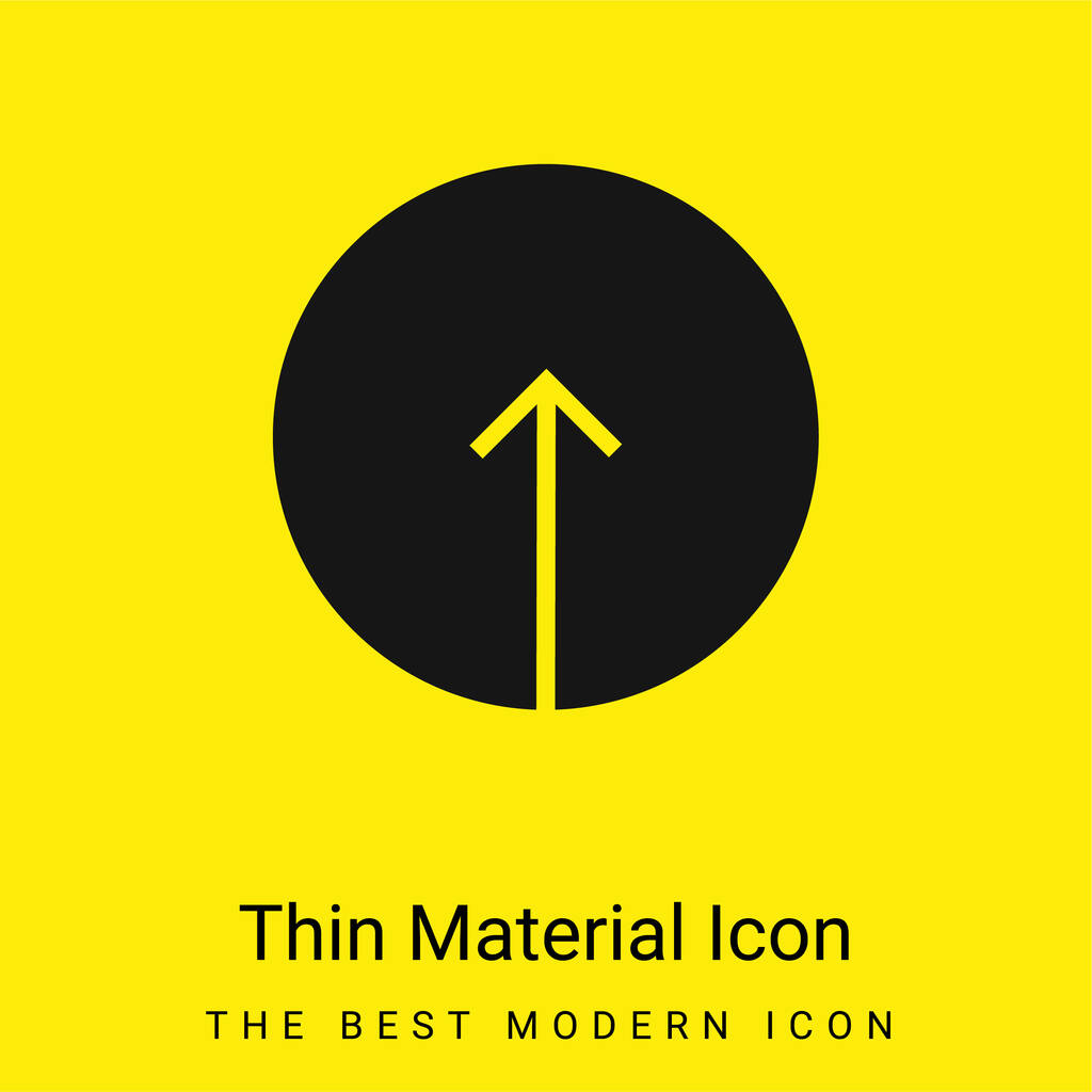 Flecha hacia arriba dentro de un botón circular mínimo icono de material amarillo brillante - Vector, Imagen
