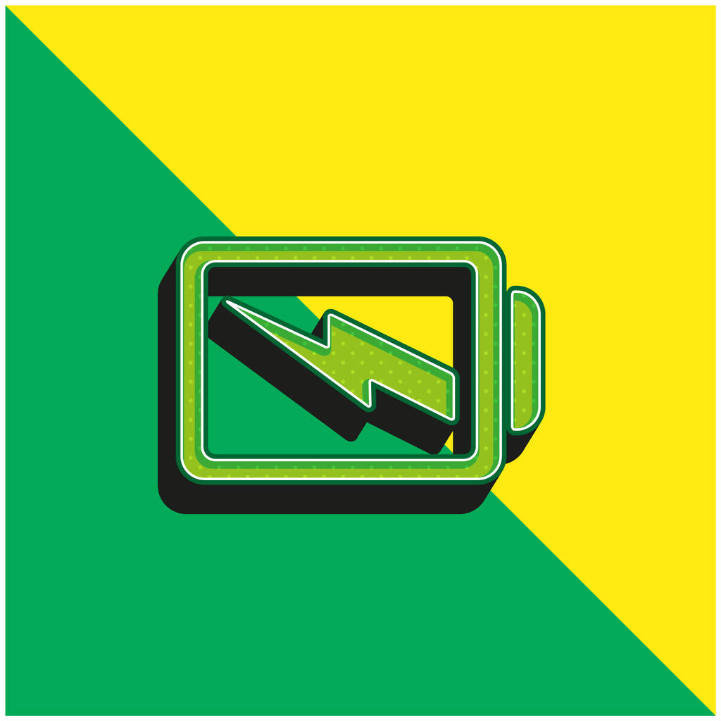 Batteria con un bullone verde e giallo moderno logo icona vettoriale 3d - Vettoriali, immagini