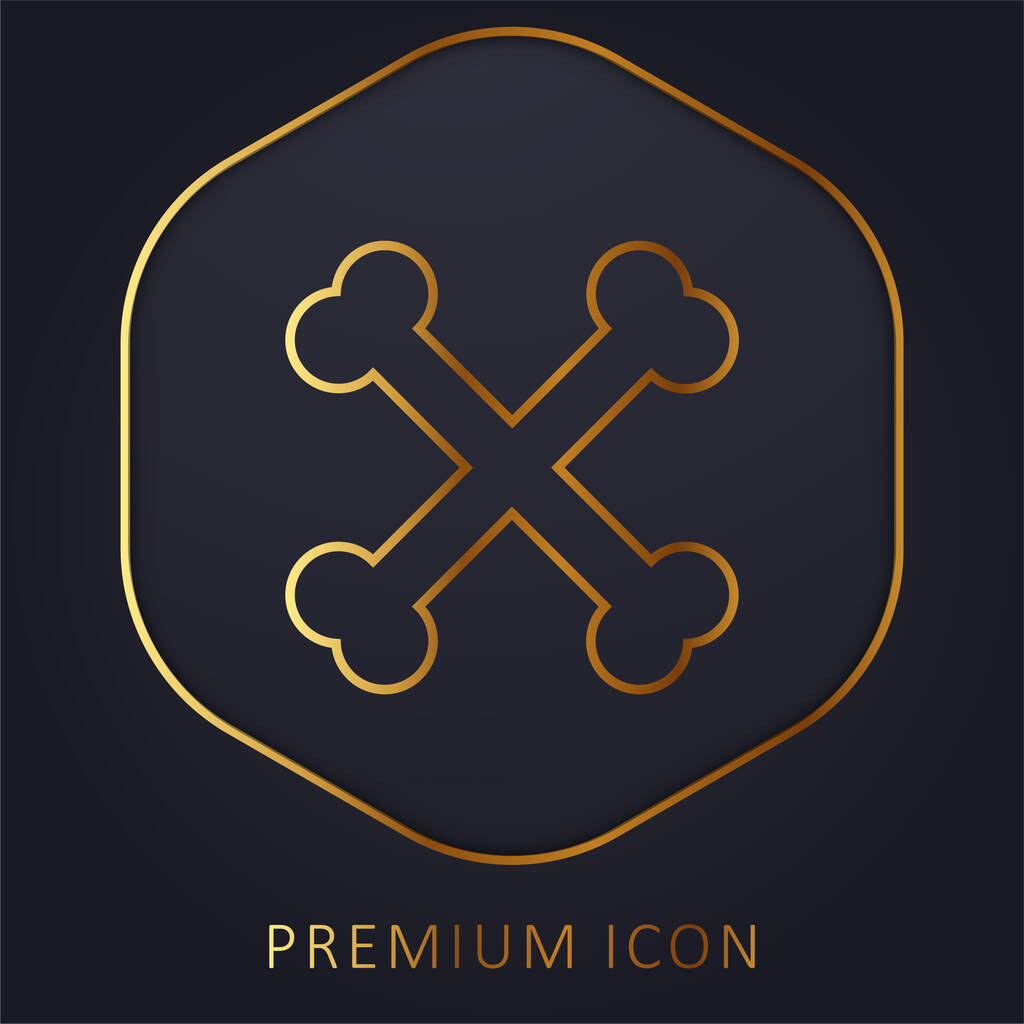Bones Crossed golden line premium logo or icon - Vector, Image