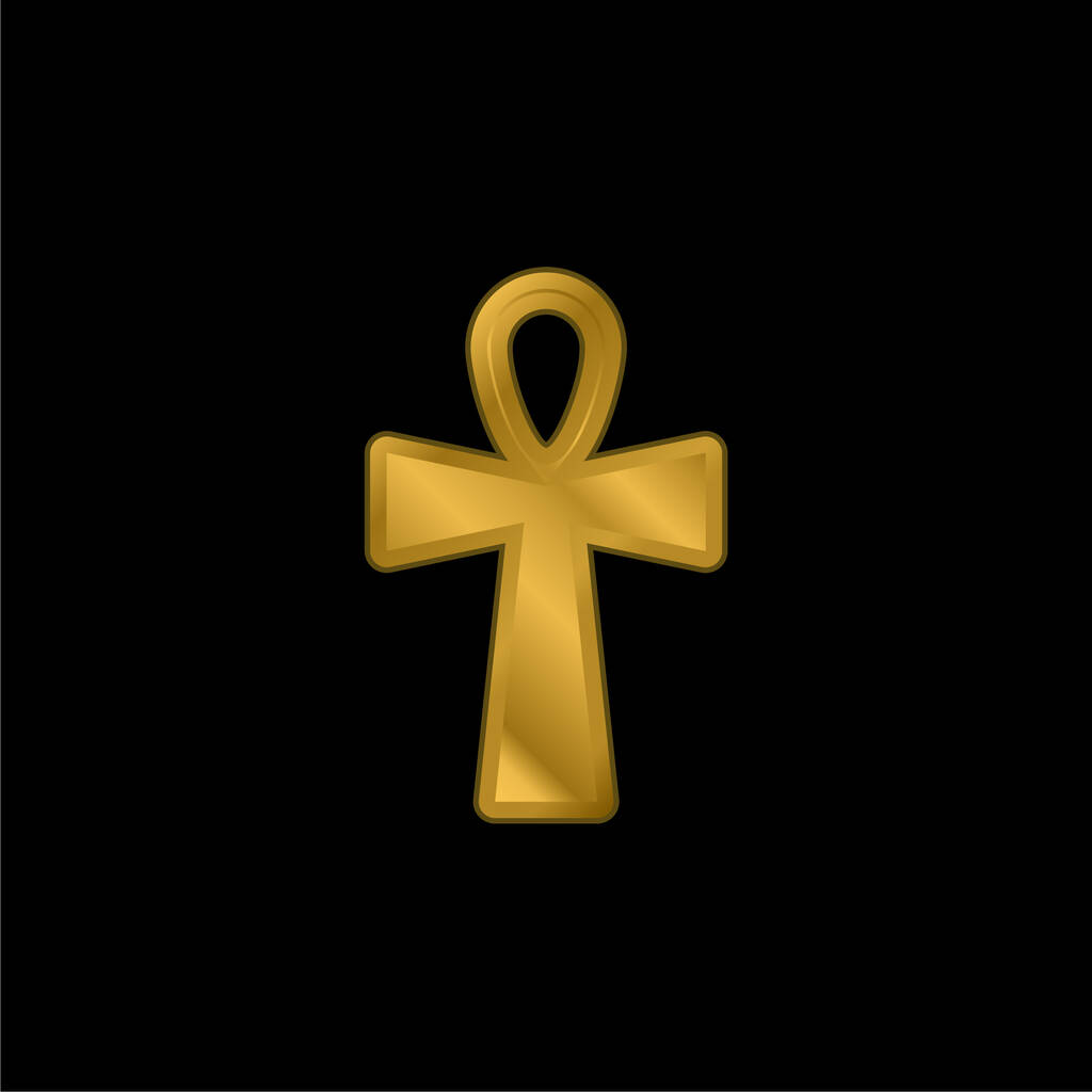 Ankh Cross gold plated metalic icon or logo vector - Vector, Image