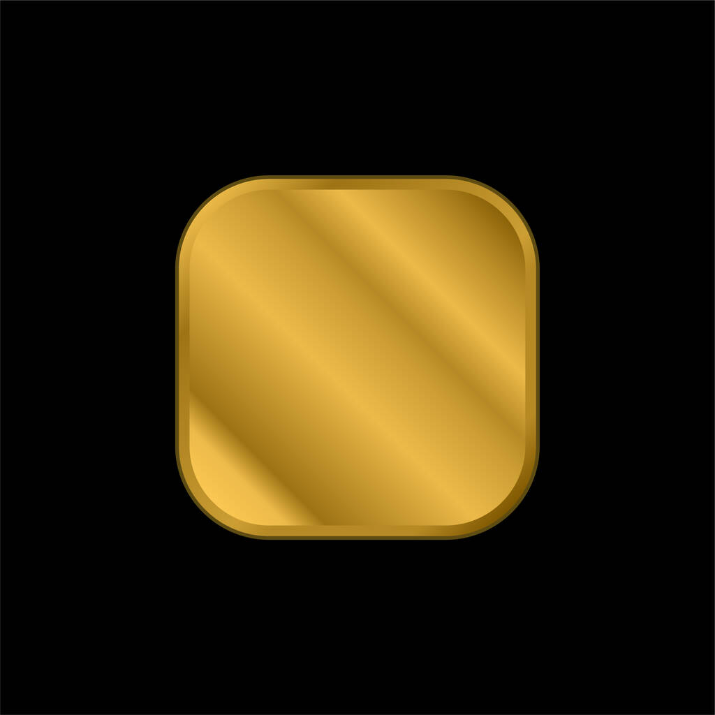 Černý zaoblený čtvercový tvar pozlacená kovová ikona nebo logo vektor - Vektor, obrázek