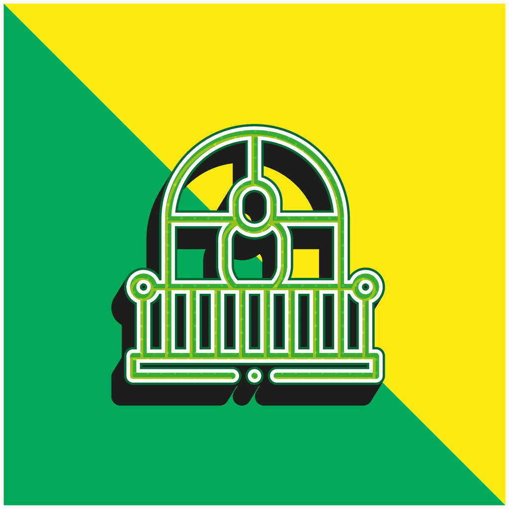 Balkon Yeşil ve Sarı 3D vektör simgesi logosu - Vektör, Görsel