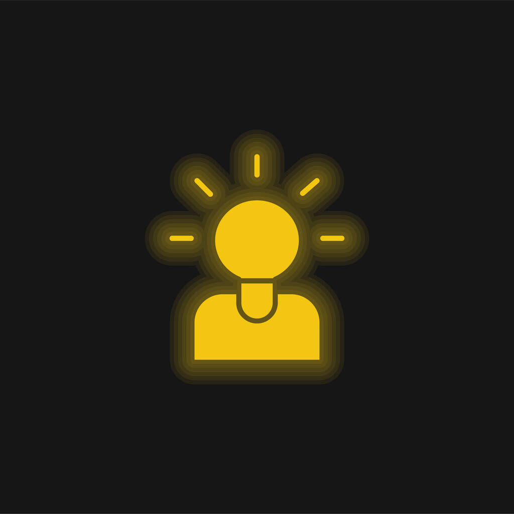 Brainstorming icône au néon jaune brillant - Vecteur, image