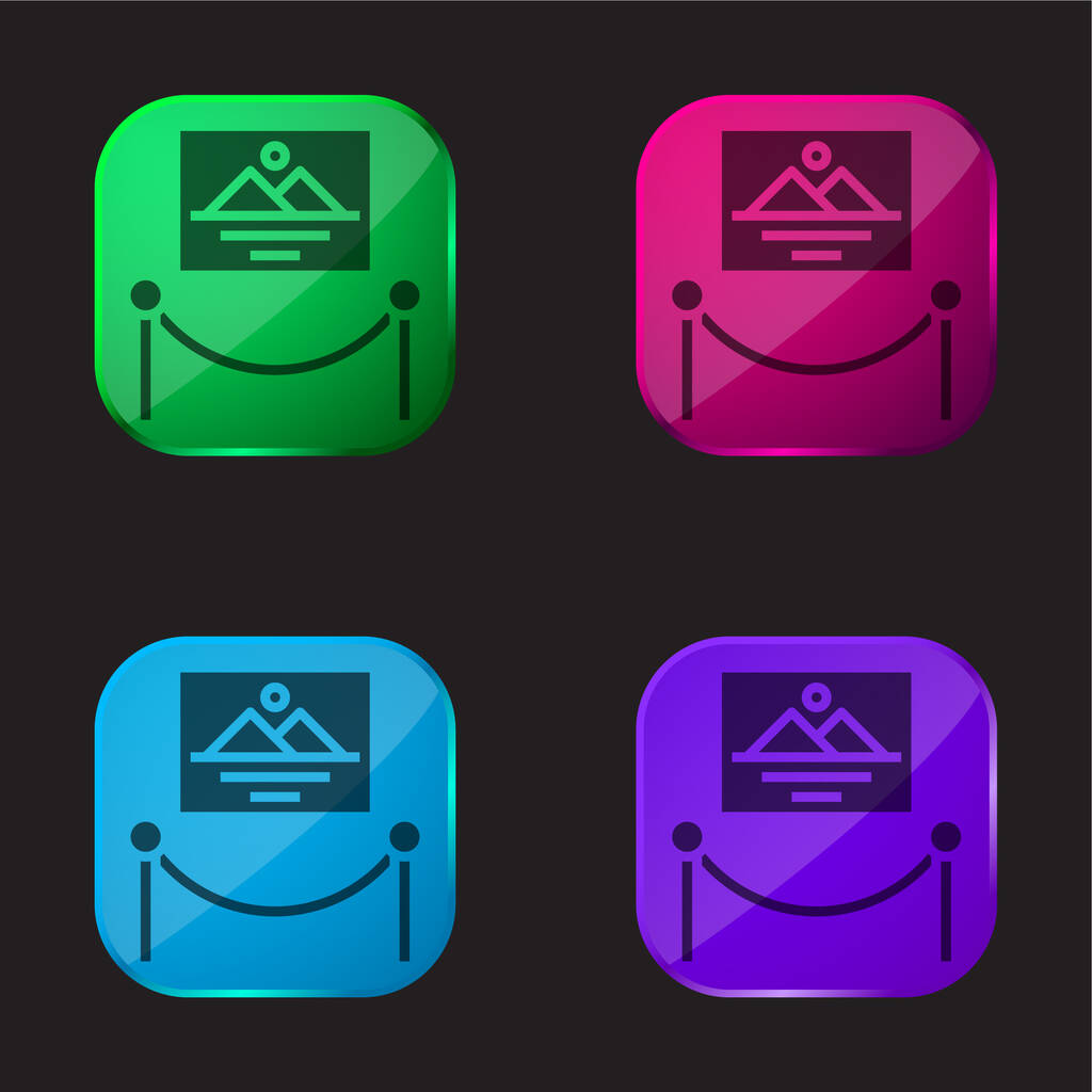 Műalkotás négy színű üveg gomb ikon - Vektor, kép