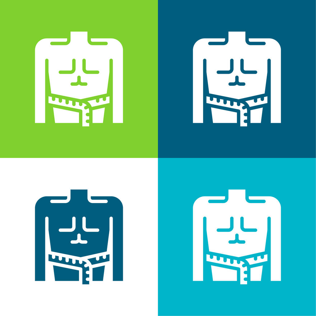 Body Mass Flat four color minimal icon set - Vector, Image