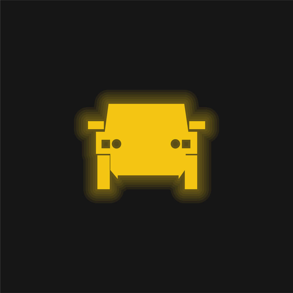 Wszystkie ikony żółtego świecącego neonu pojazdu terenowego - Wektor, obraz
