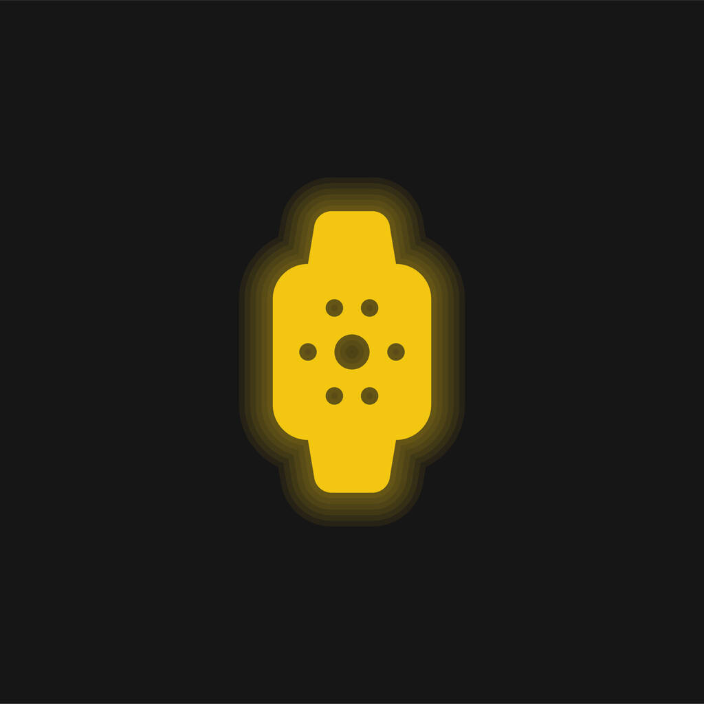 Apple Watch yellow glowing neon icon - Vector, Image