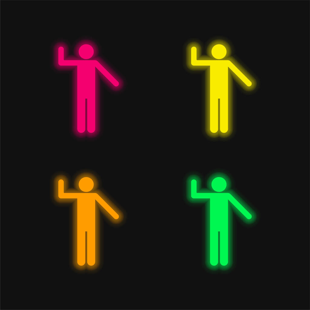 Silueta básica de cuatro colores brillante icono de vectores de neón - Vector, imagen