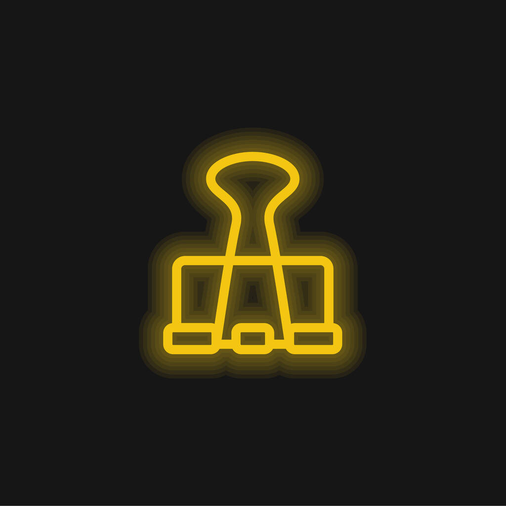 Clip grande amarillo brillante icono de neón - Vector, Imagen