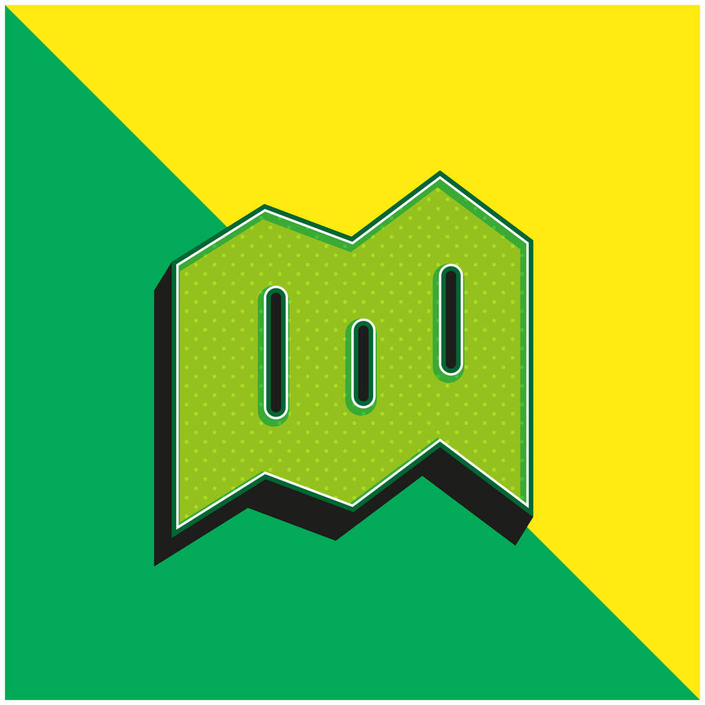 Czarna mapa Złożony symbol papieru Zielony i żółty nowoczesny ikona wektora 3D logo - Wektor, obraz