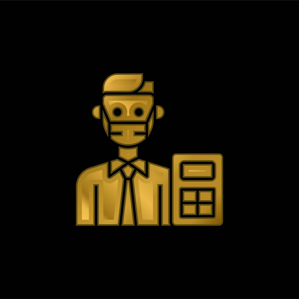 Бухгалтер Золота металева іконка або вектор логотипу
 - Вектор, зображення