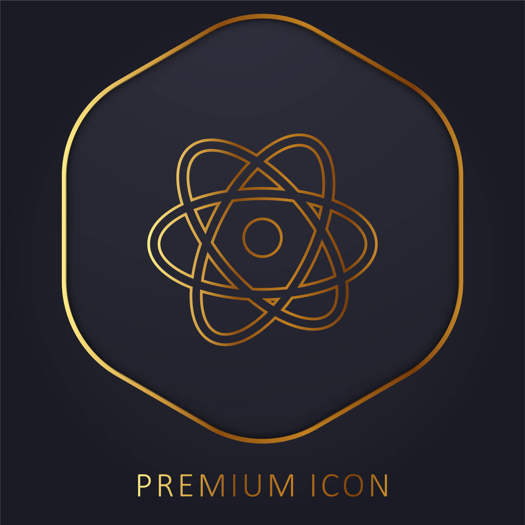 Атомная золотая линия премиум логотип или значок - Вектор,изображение