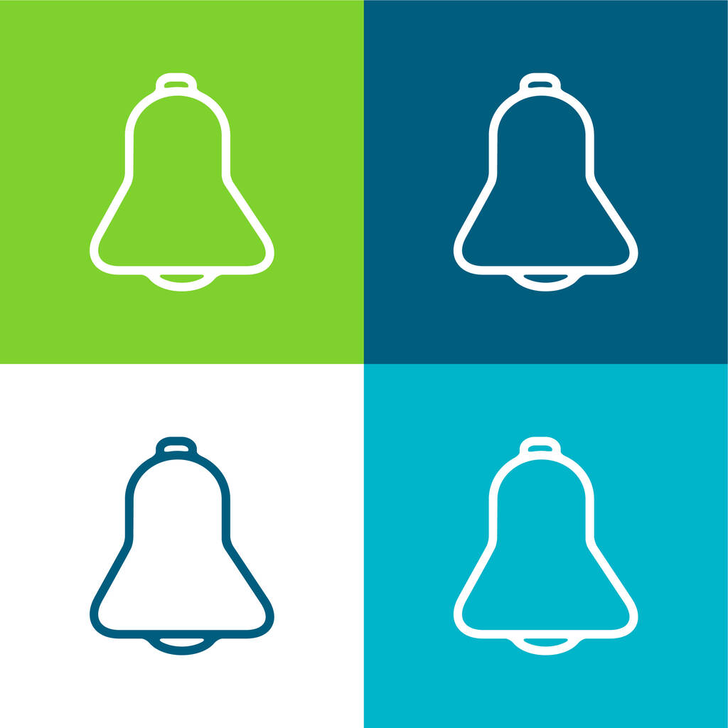 Bell Outline Interface Symbol Lapos négy szín minimális ikon készlet - Vektor, kép
