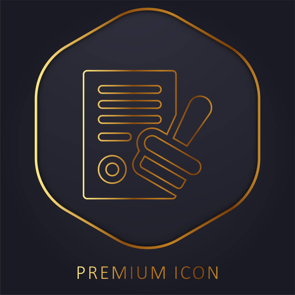 Aprobar el logotipo o icono premium de línea dorada - Vector, imagen