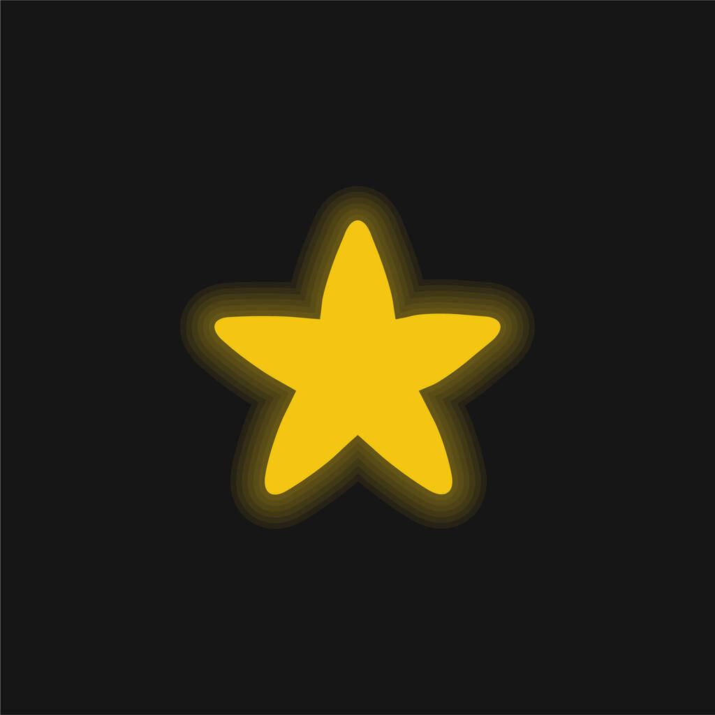 黒丸みを帯びた星黄色の輝くネオンアイコン - ベクター画像