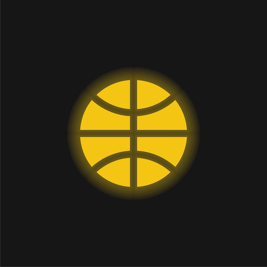Pallacanestro giallo incandescente icona al neon - Vettoriali, immagini