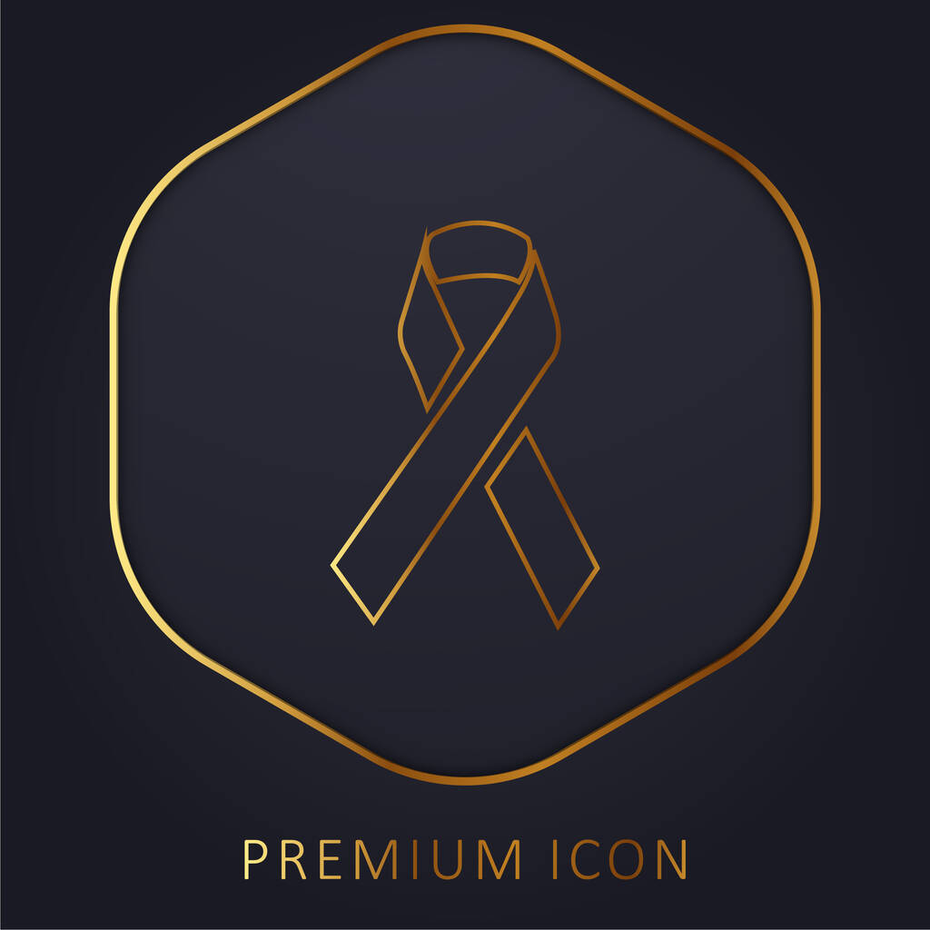 Awareness Ribbon golden line premium logo or icon - Vector, Image