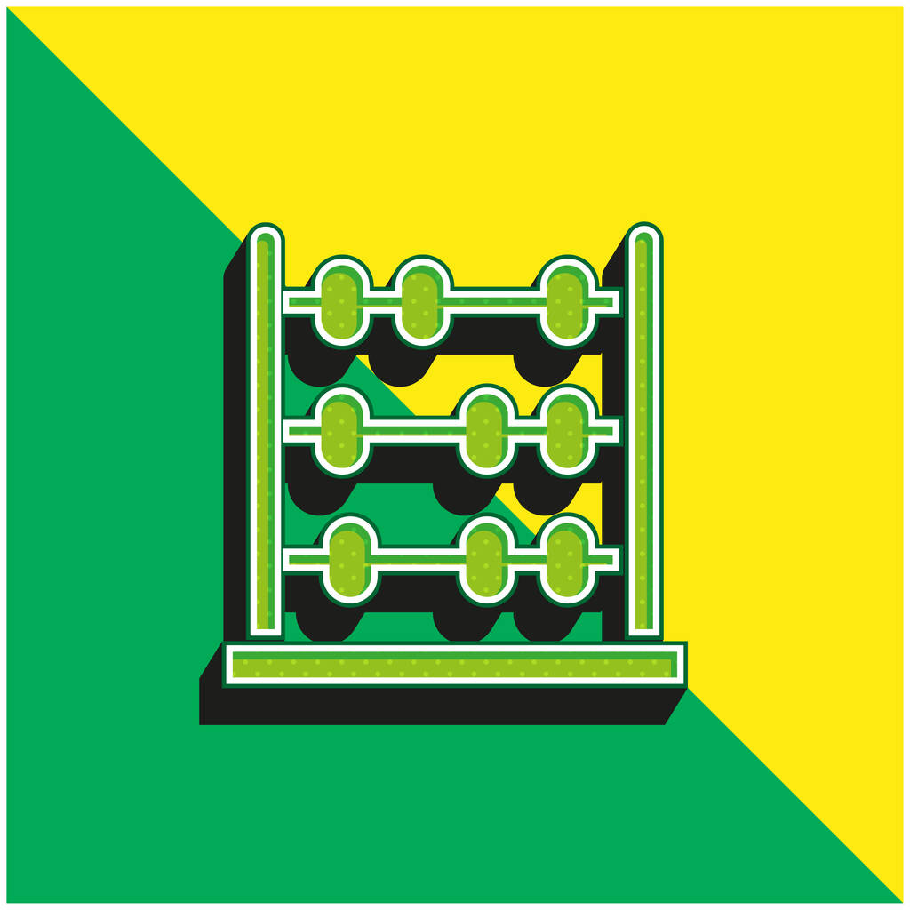 Abacus Toy Zöld és sárga modern 3D vektor ikon logó - Vektor, kép