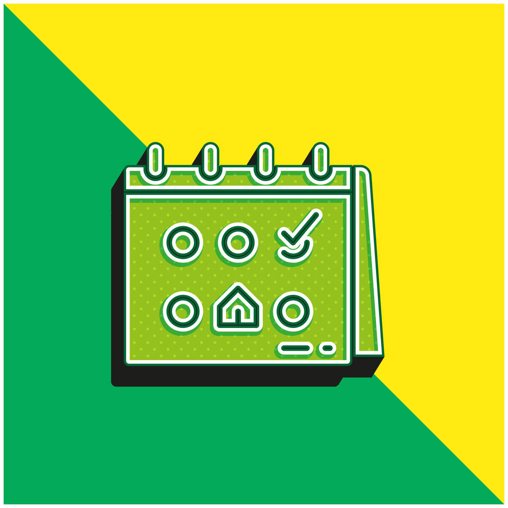 Foglalás Zöld és sárga modern 3D vektor ikon logó - Vektor, kép