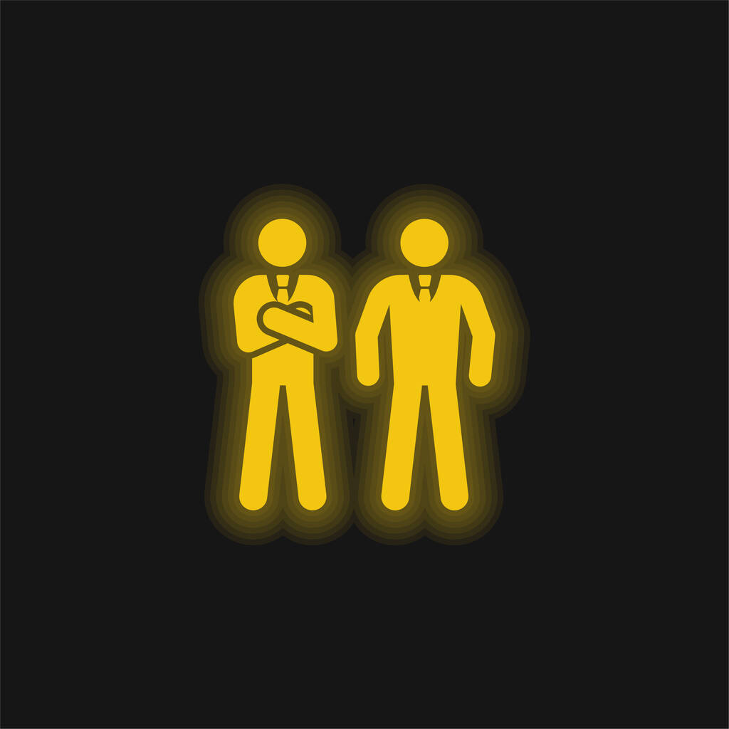 Guardaespaldas amarillo brillante icono de neón - Vector, imagen