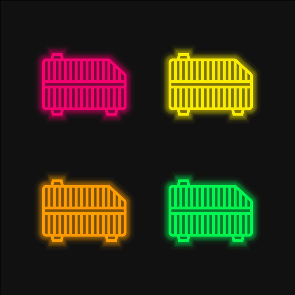 Luftfilter vier Farben leuchtenden Neon-Vektor-Symbol - Vektor, Bild