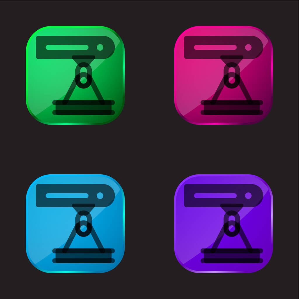 Haz de cuatro icono de botón de vidrio de color - Vector, Imagen