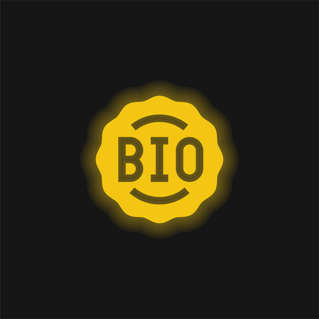 Bio yellow glowing neon icon - Vector, Image