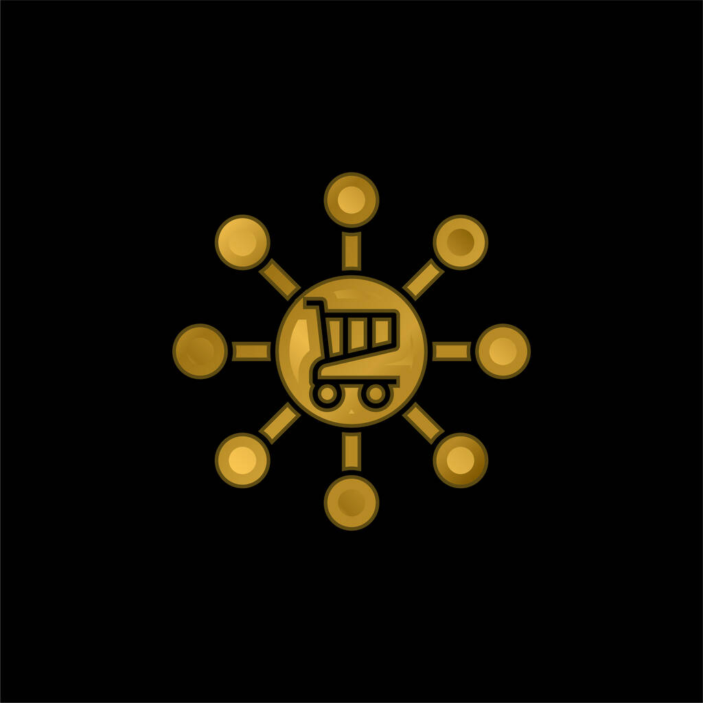 Icono metálico chapado en oro afiliado o vector de logotipo - Vector, Imagen