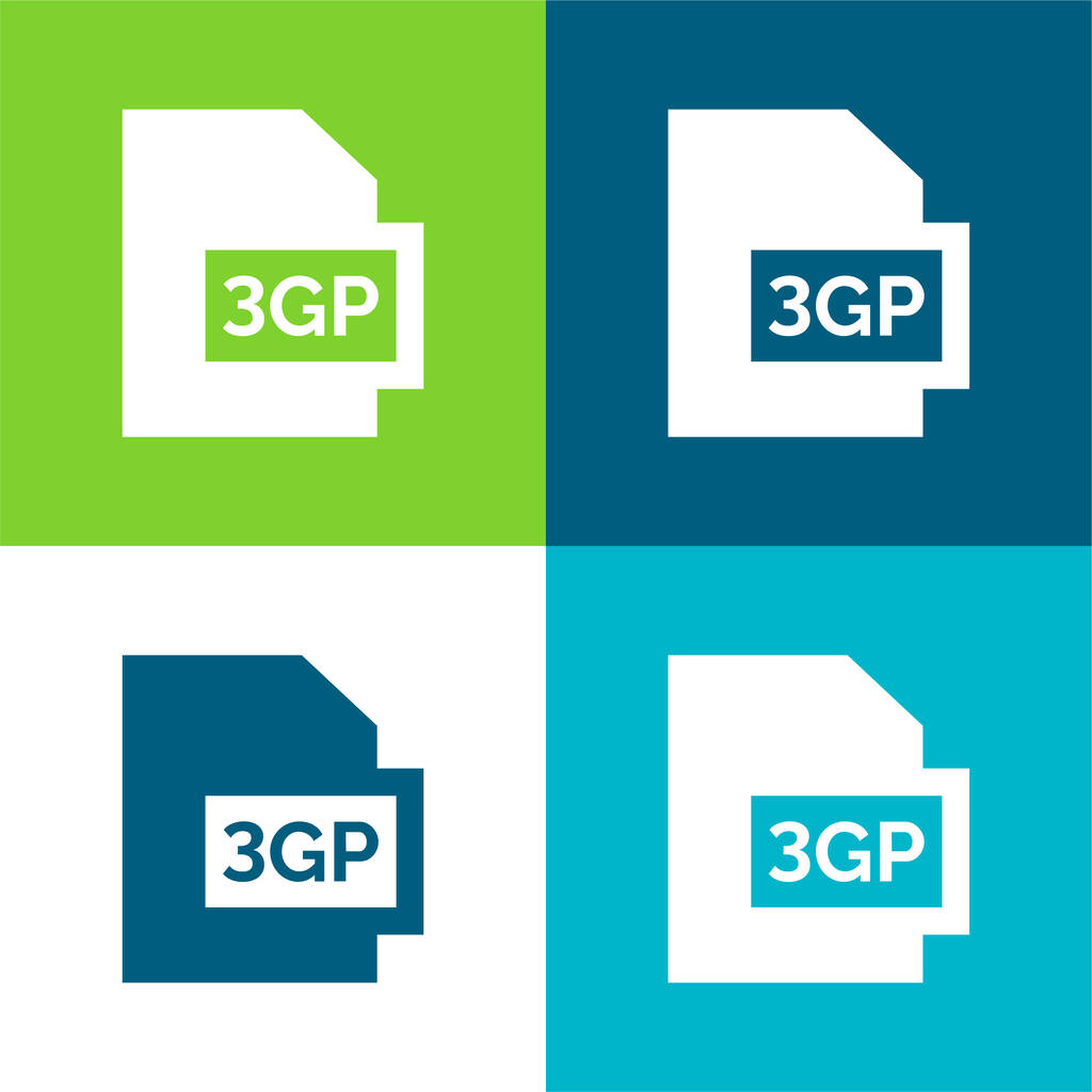 3gp Lapos négy szín minimális ikon készlet - Vektor, kép