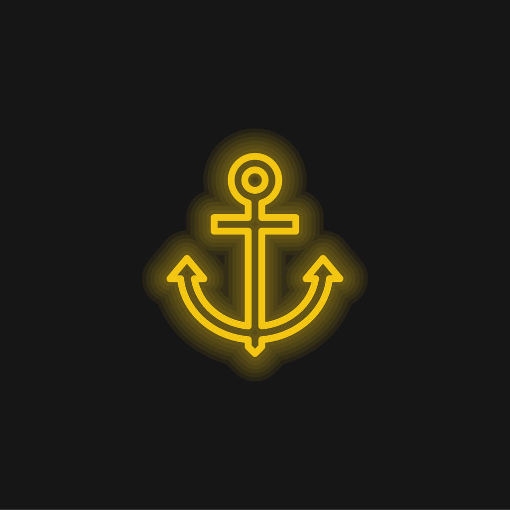Ancre jaune brillant icône néon - Vecteur, image