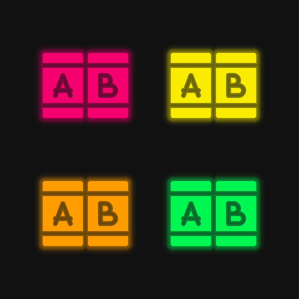 Ein vier Farben leuchtendes Neon-Vektor-Symbol - Vektor, Bild