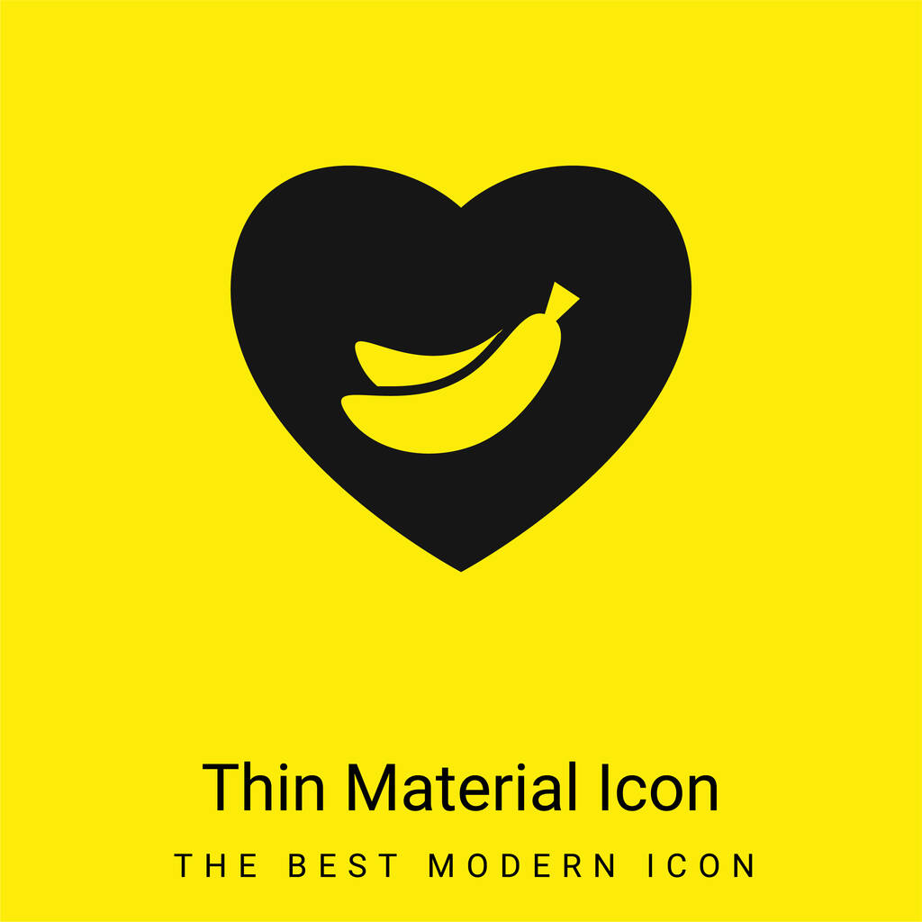 Symbole d'Amant de banane de bananes à l'intérieur d'une icône matérielle jaune vif minimale de coeur - Vecteur, image