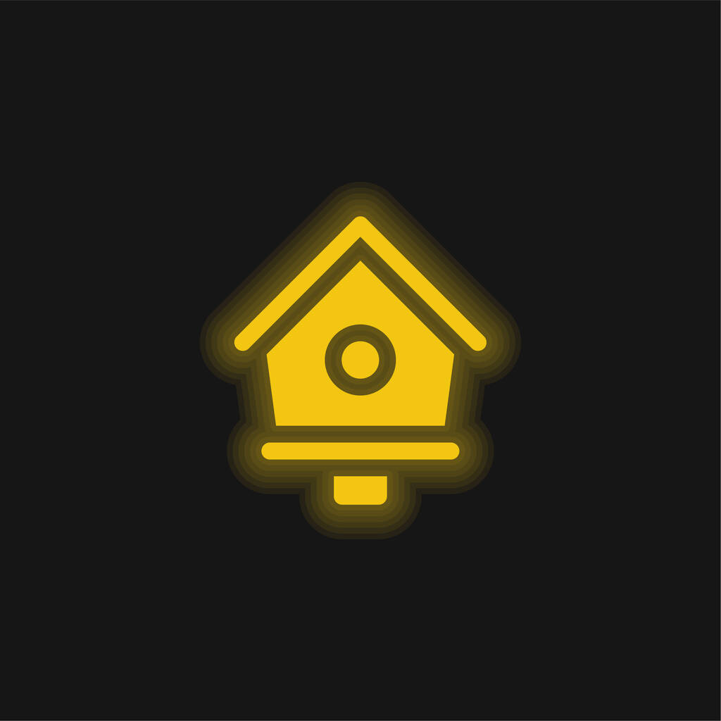 Bird House jaune brillant icône néon - Vecteur, image