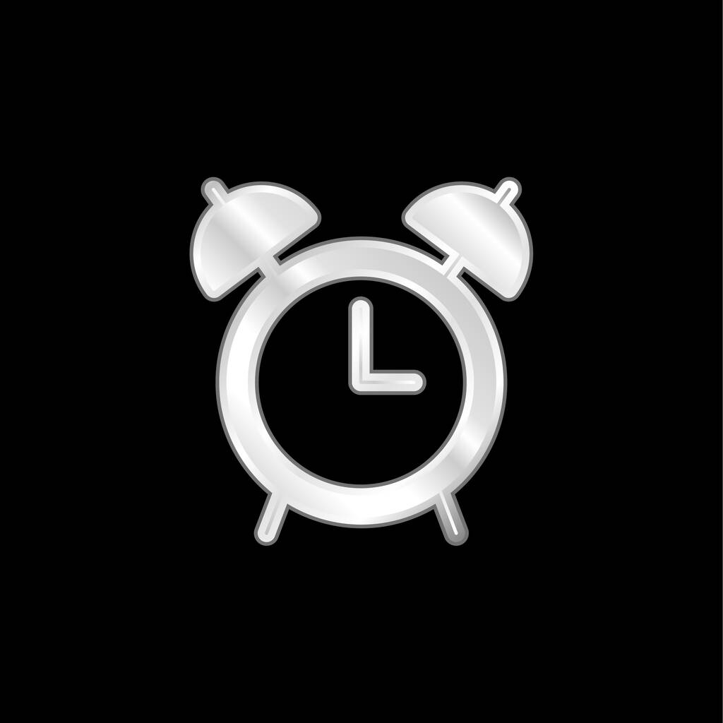 Reloj despertador plateado icono metálico - Vector, Imagen